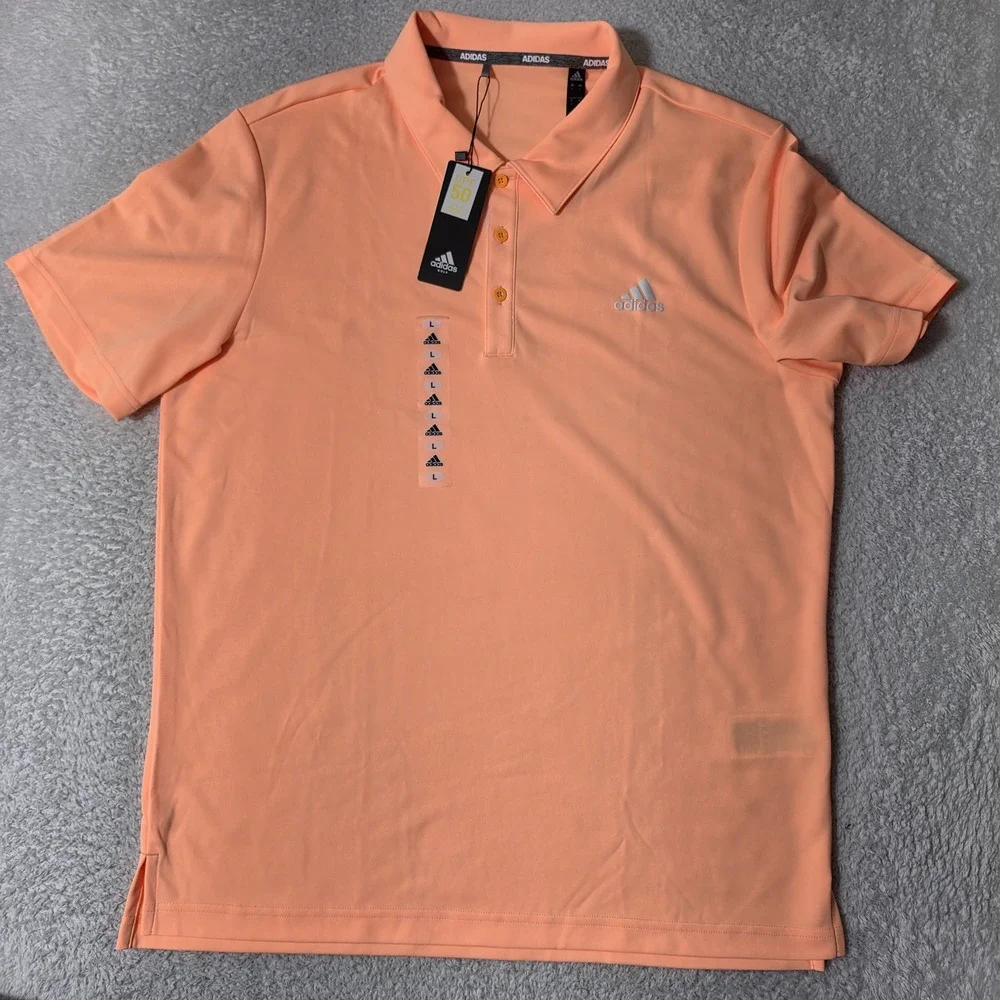 NEW Adidas ADI ADV NVLTY H Mens L Polo Shirt Acid Orange GV2017 UPF 50 Stretch